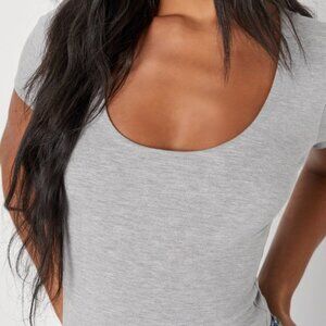 Lulus Basically Effortless Heather Grey Short Sleeve Scoop Neck Top - Size M